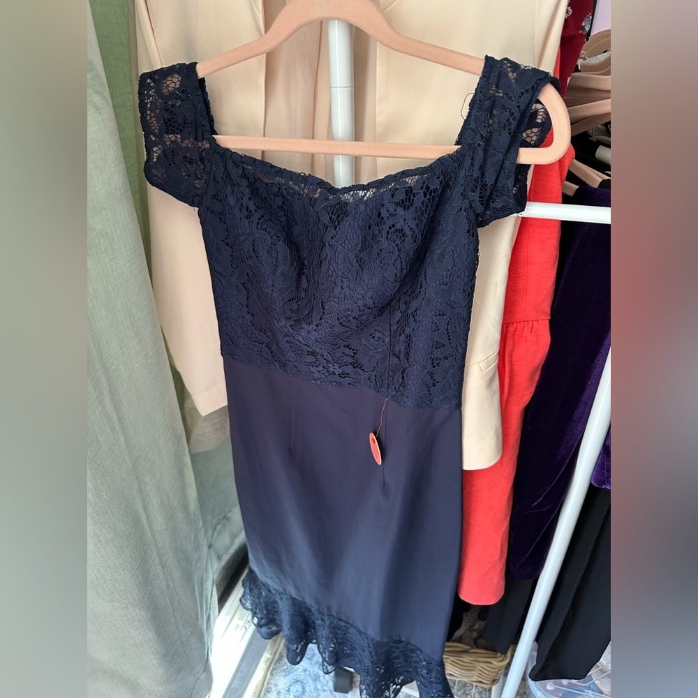 Chi Chi London Navy and Red Lace Dress​
